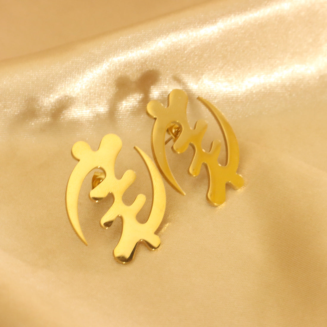 Adinkra statement stud 18ct gold-plated tarnish resistant earrings