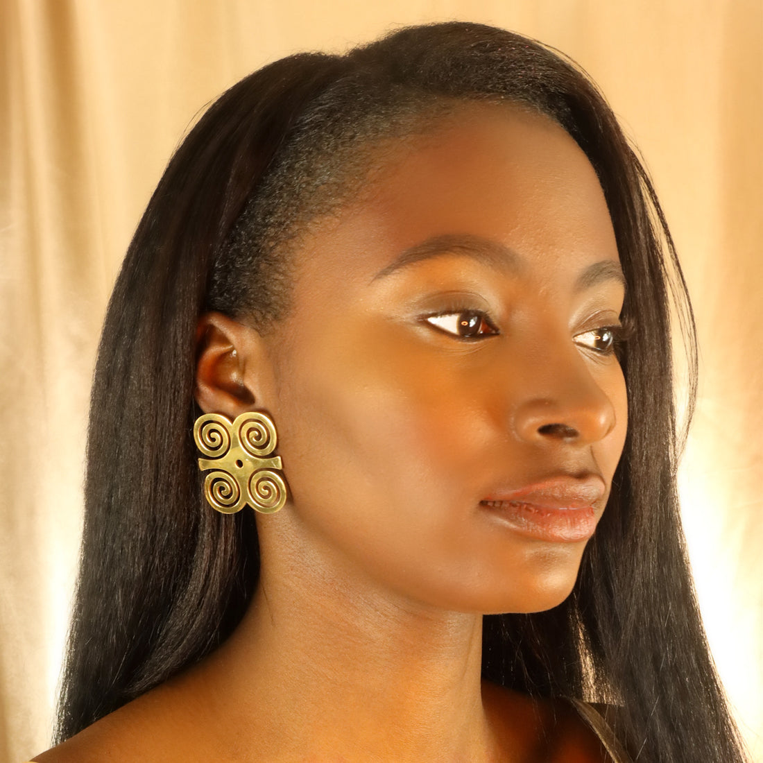 Adinkra 18ct gold plated stainless steel tarnish resistant earrings