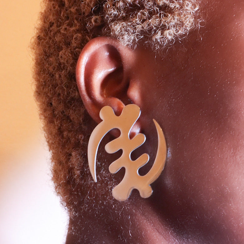 Adinkra statement stud 18ct gold-plated tarnish resistant earrings