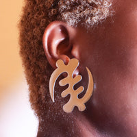 Adinkra statement stud 18ct gold-plated tarnish resistant earrings
