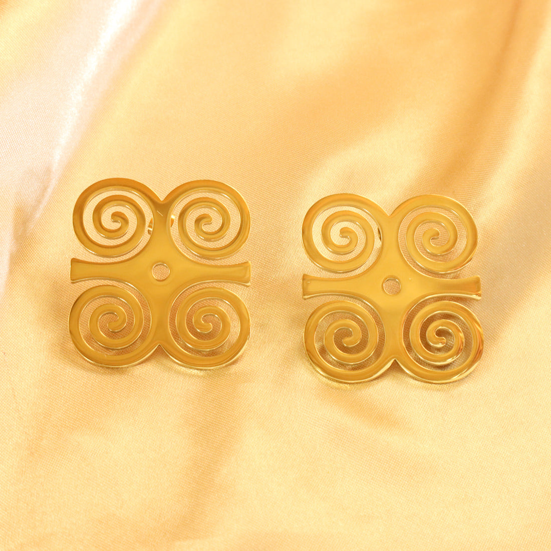 Adinkra 18ct gold plated stainless steel tarnish resistant earrings