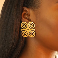 Adinkra 18ct gold plated stainless steel tarnish resistant earrings