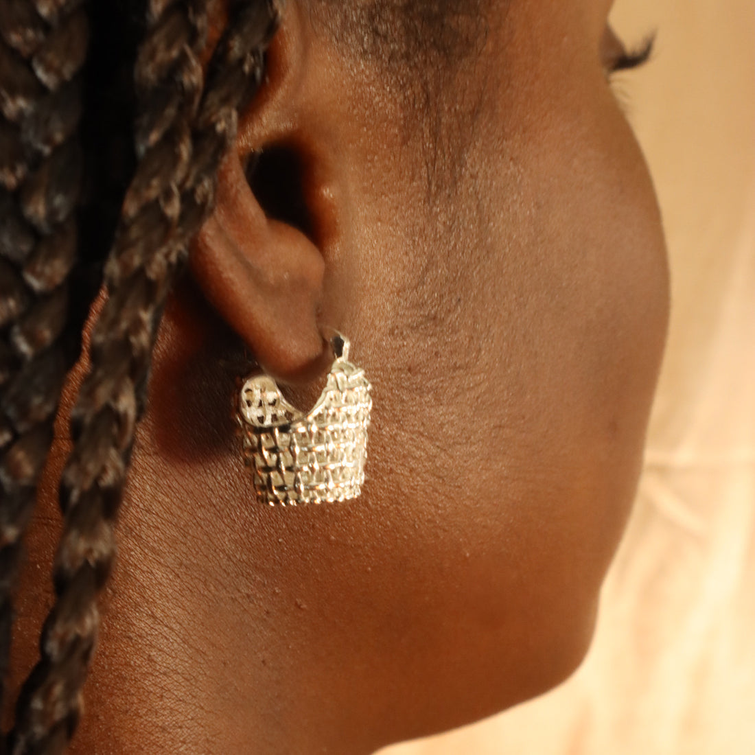 Evangeline 18ct gold plated bucket shaped earrings