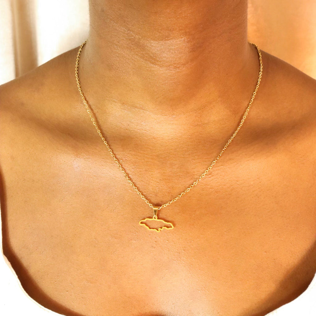 Jamaica Outline (18ct Gold Plated) Stainless Steel Necklace