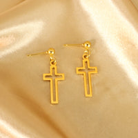 Jenifa 18ct Gold Plated Stainless Steel Crucifix Earrings