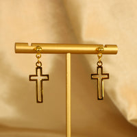 Jenifa 18ct Gold Plated Stainless Steel Crucifix Earrings