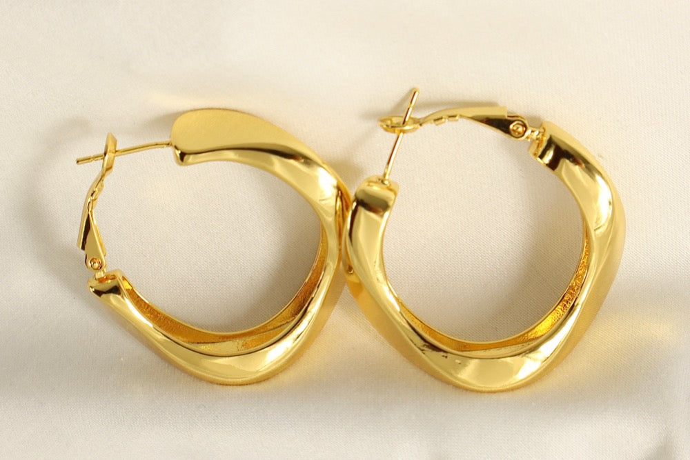 Ugozie Earrings 18ct gold plated on copper Hoop Earrings