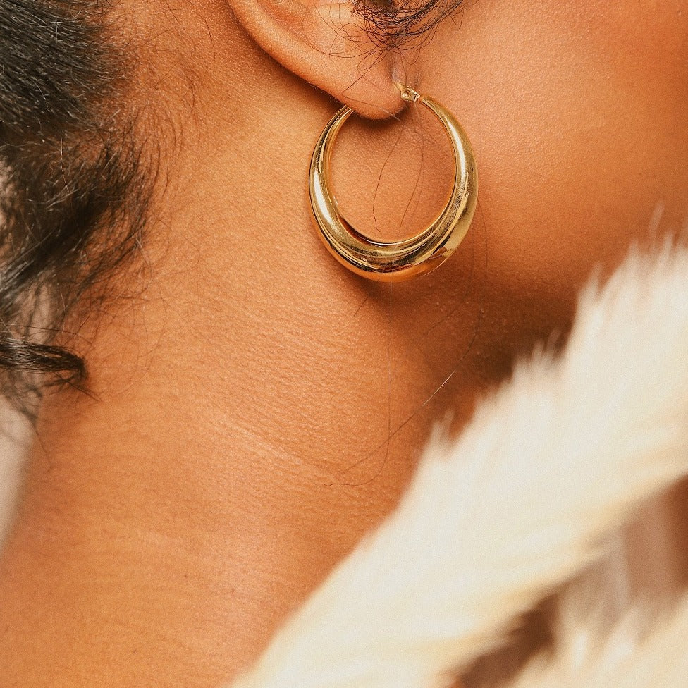 Ida 18ct gold plated on stainless steel Hoops