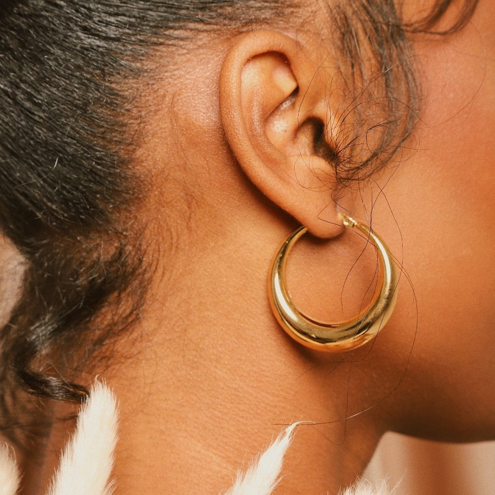 Ida 18ct gold plated on stainless steel Hoops