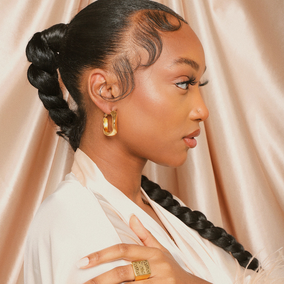 Ugozie Earrings 18ct gold plated on copper Hoop Earrings