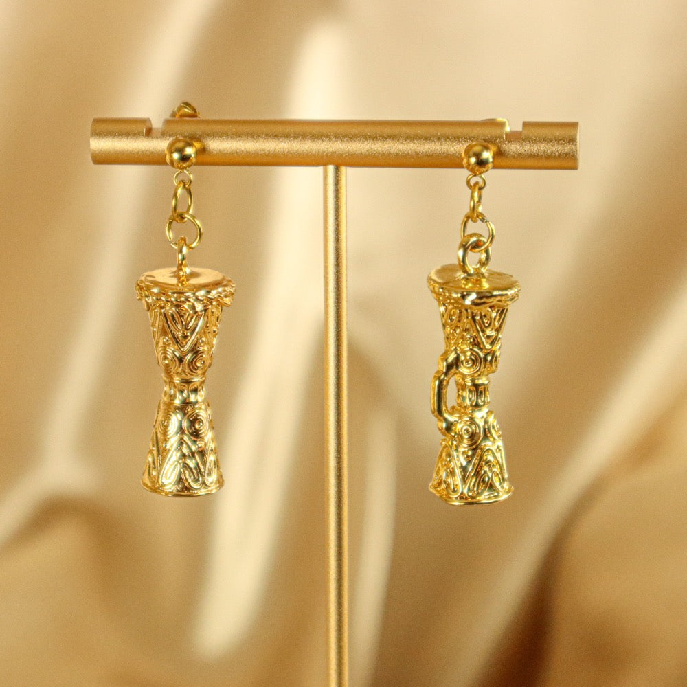 Olabisi 18ct Gold Plated Yoruba Drum Inspired Drop Earrings