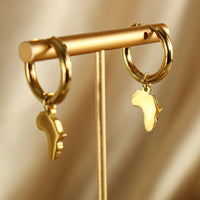 Fyam 18ct Gold Plated Stainless Steel Africa Map Hoop Earrings