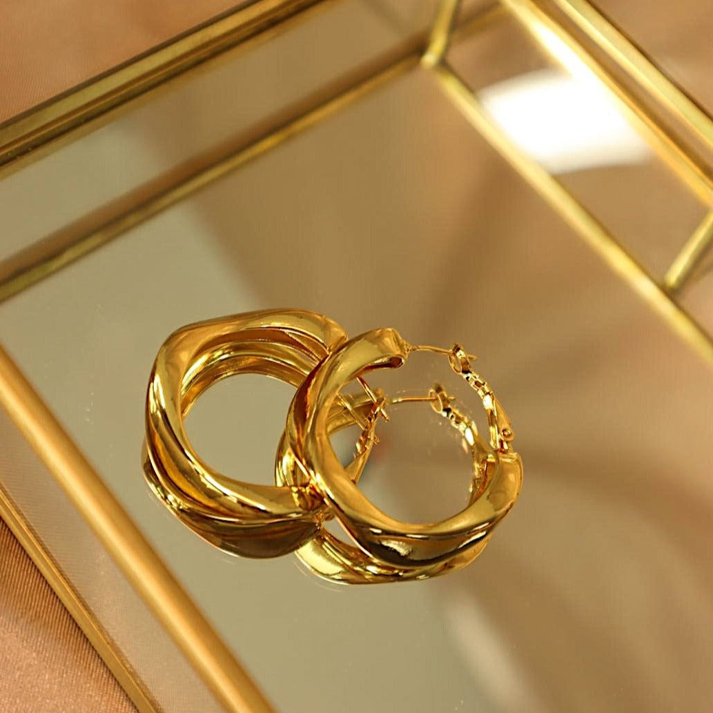 Ugozie Earrings 18ct gold plated on copper Hoop Earrings