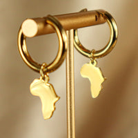 Fyam 18ct Gold Plated Stainless Steel Africa Map Hoop Earrings