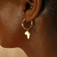 Fyam 18ct Gold Plated Stainless Steel Africa Map Hoop Earrings