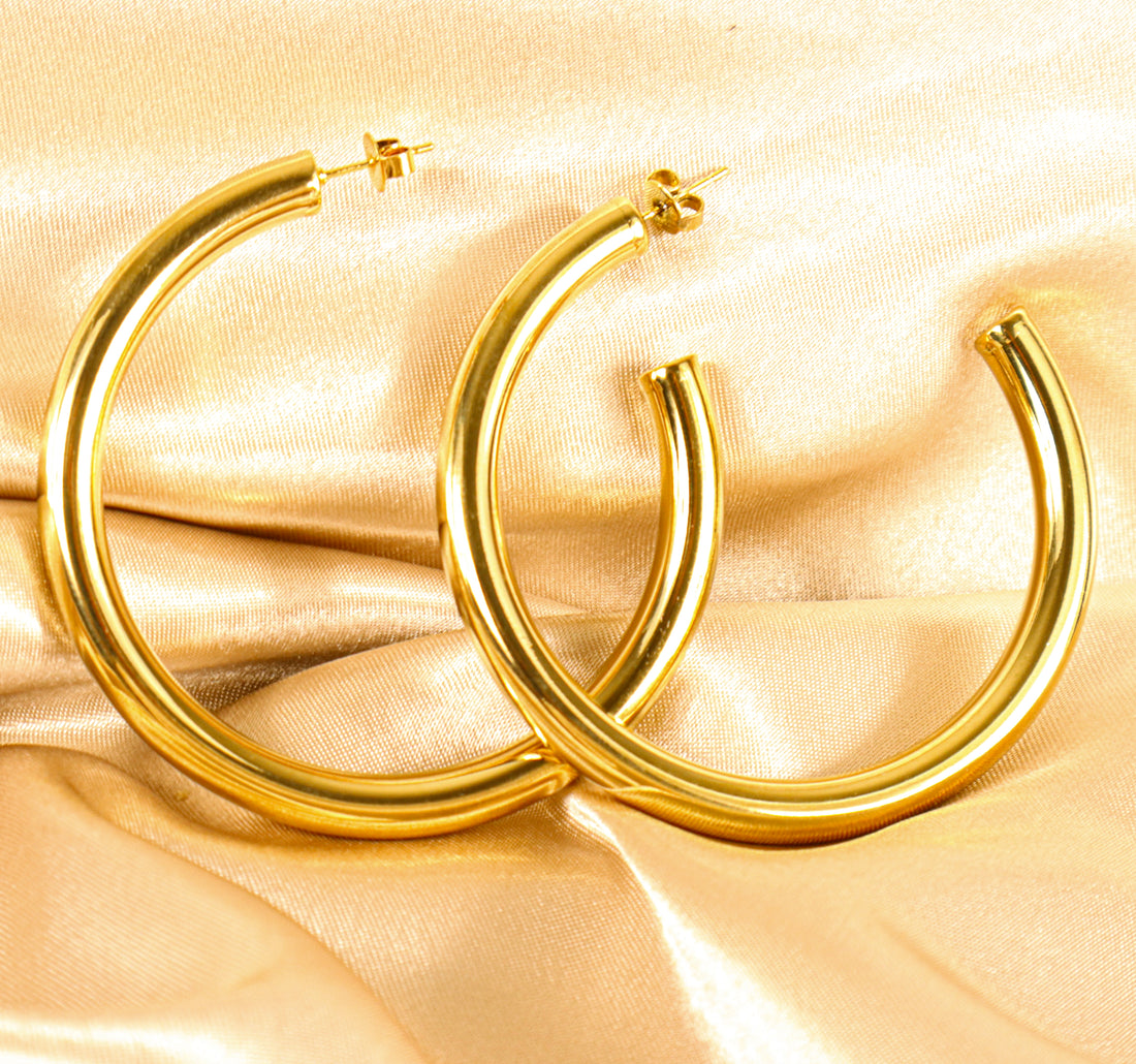 Kamari (18CT gold plated) stainless steel hoop earrings