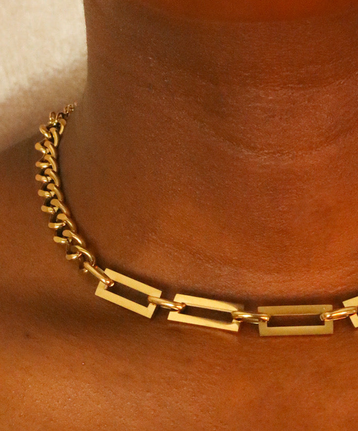 Charlie 18ct Gold Plated Stainless Steel Cuban Chain Necklace