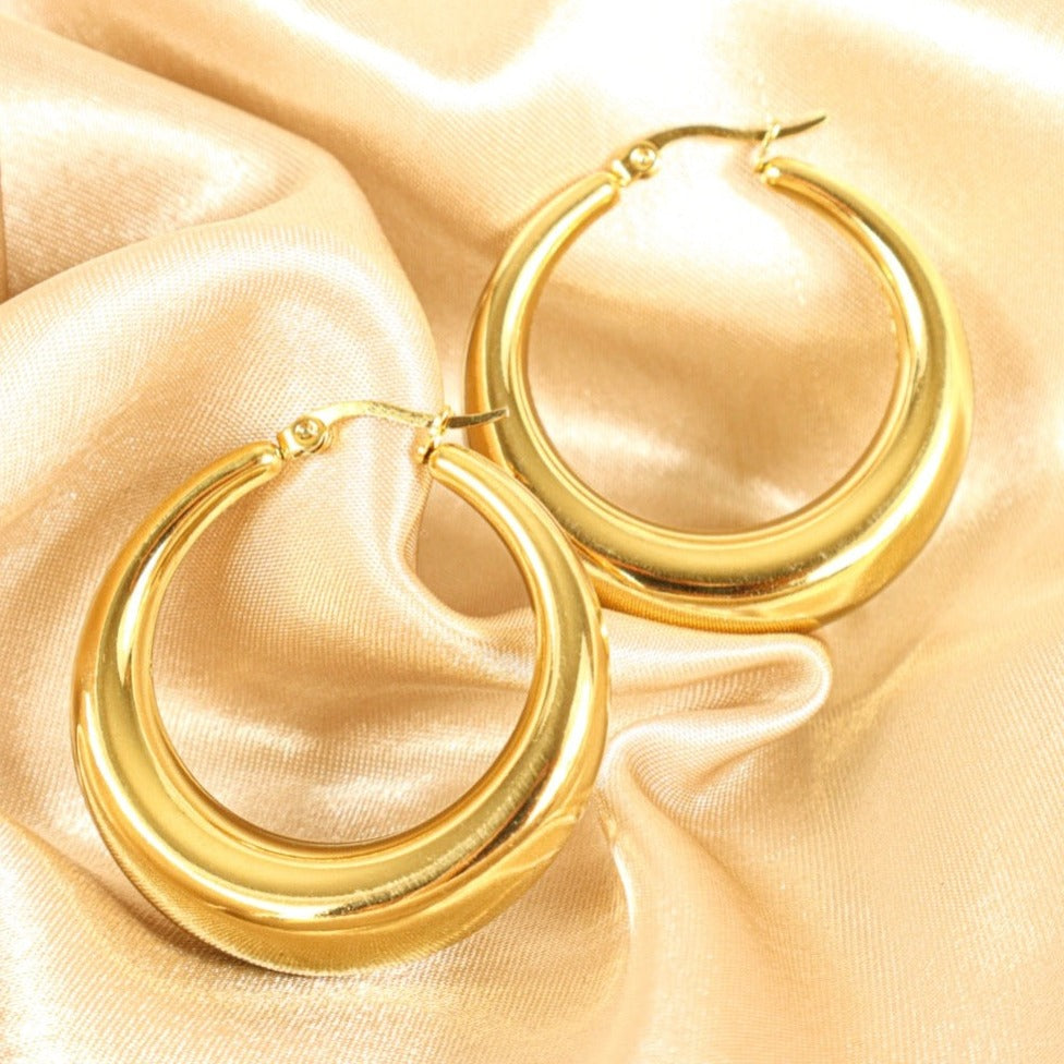 Ida 18ct gold plated on stainless steel Hoops