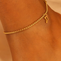 Fanta Africa Outline 18ct gold plated on stainless steel Anklet