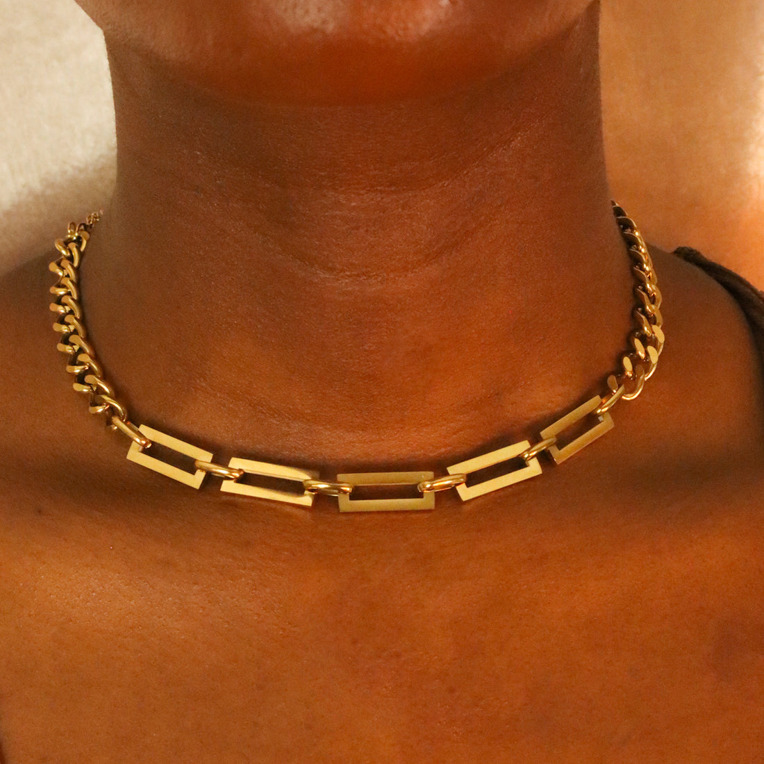 Charlie 18ct Gold Plated Stainless Steel Cuban Chain Necklace