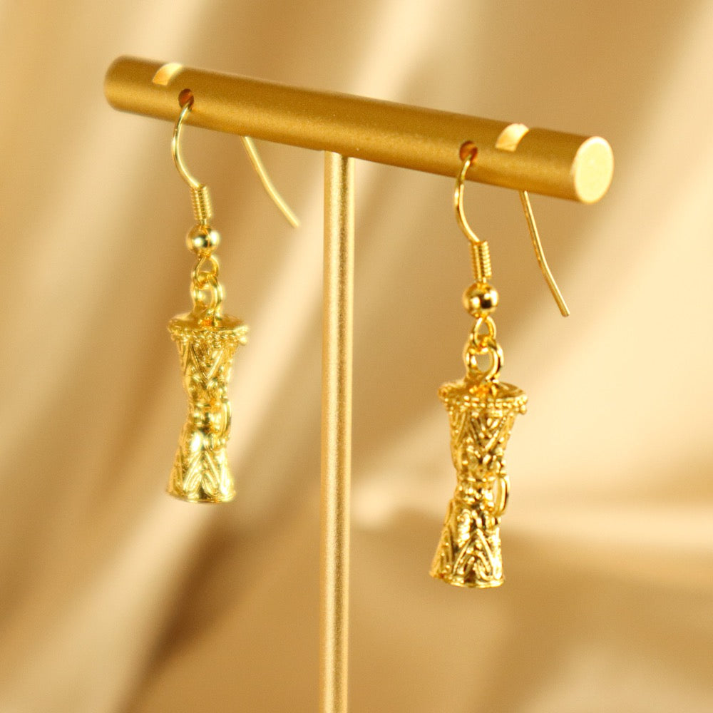 Olafemi 18ct Gold Plated Yoruba Drum Inspired Earrings