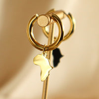 Fyam 18ct Gold Plated Stainless Steel Africa Map Hoop Earrings