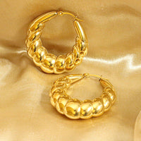 Bamboo 18ct Gold Plated Stainless Steel Hoop Earrings