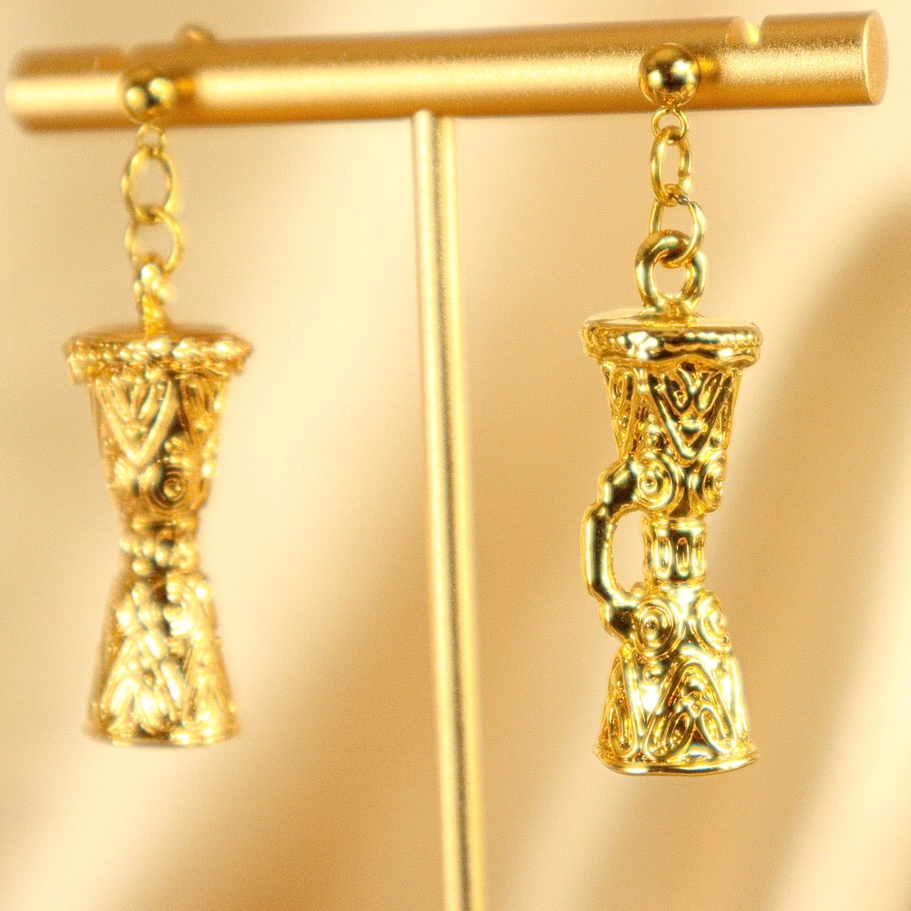 Olabisi 18ct Gold Plated Yoruba Drum Inspired Drop Earrings