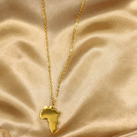 Femi Africa Map 18ct Gold Plated Stainless Steel Chain