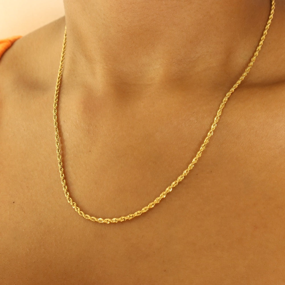 Sade 18ct gold plated stainless steel rope necklace