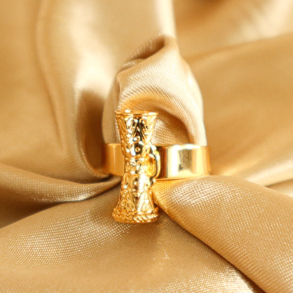 Ife 18ct Gold Plated Yoruba Drum Inspired Ring