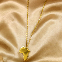 Femi Africa Map 18ct Gold Plated Stainless Steel Chain