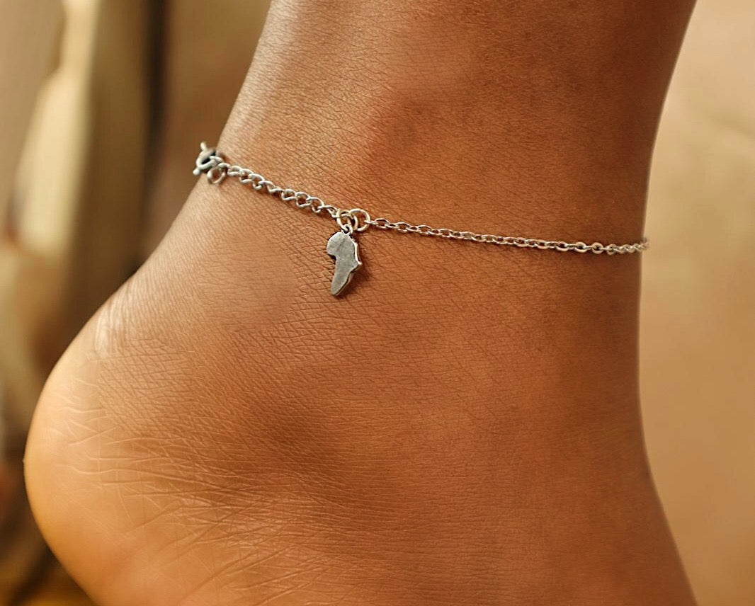 Africa (18ct gold-plated) Stainless steel Chain Anklet