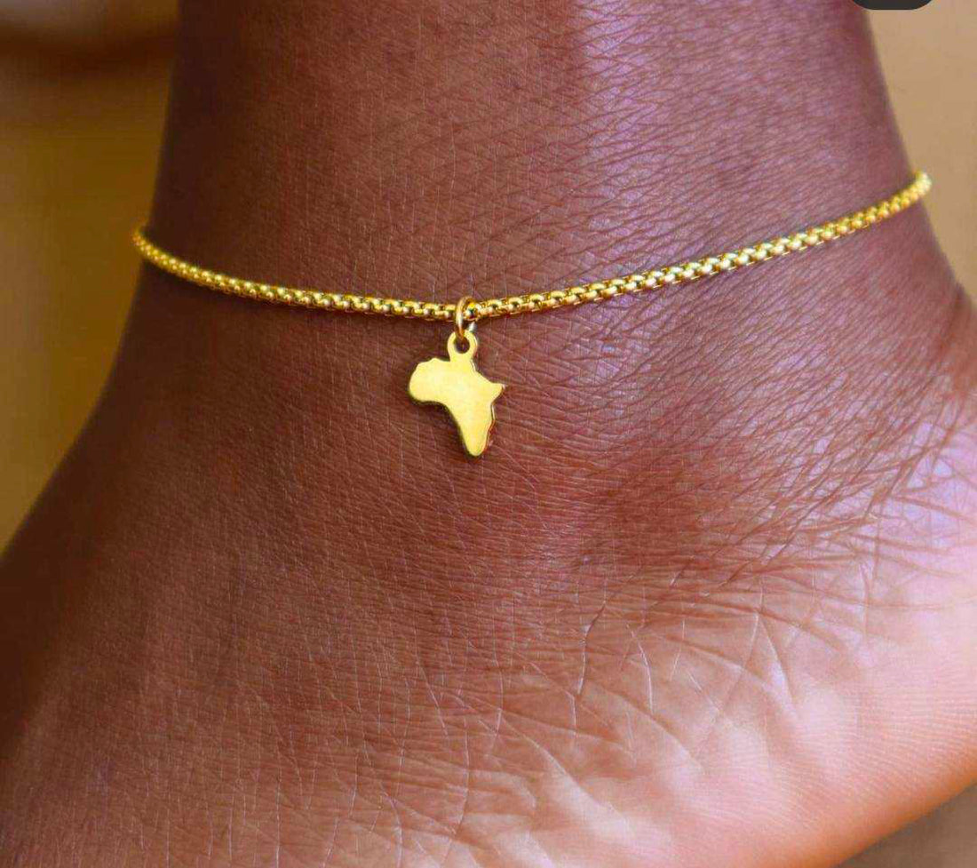 Africa (18ct gold-plated) Stainless steel Chain Anklet