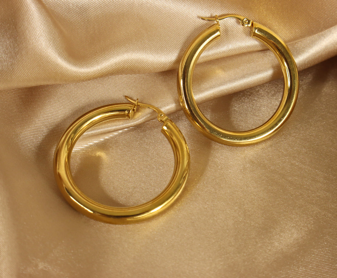 Mia Hoop 18ct gold plated stainless steel hoop earrings