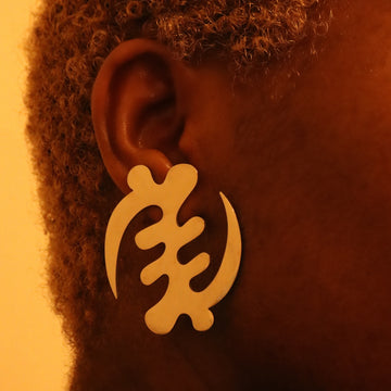 Adinkra statement stud 18ct gold-plated tarnish resistant earrings