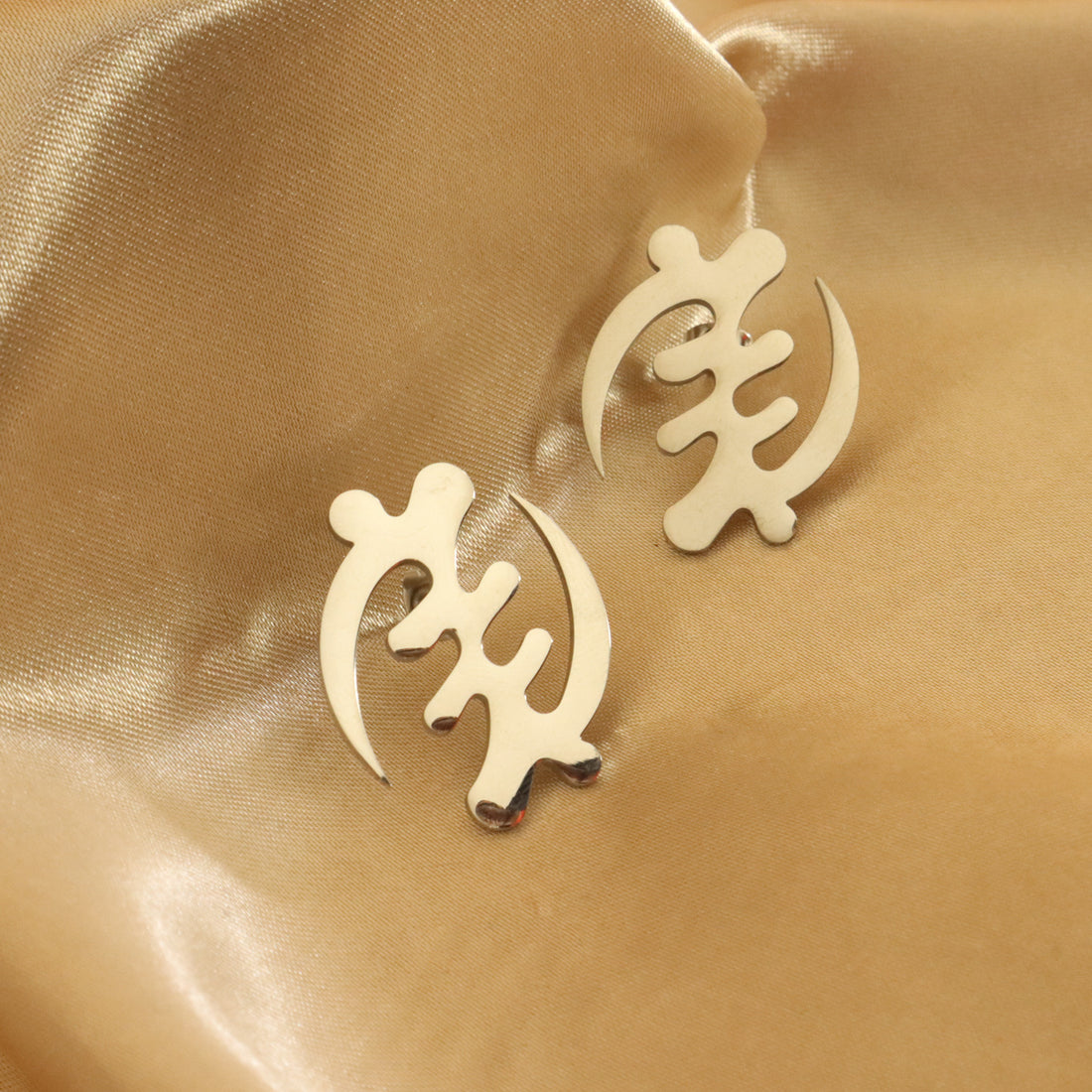 Adinkra statement stud 18ct gold-plated tarnish resistant earrings