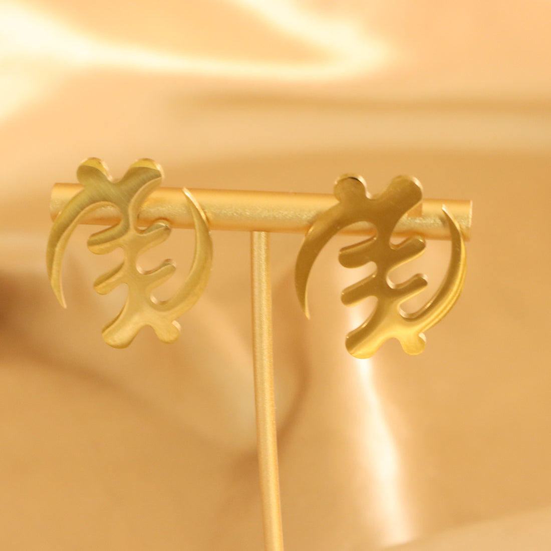 Adinkra statement stud 18ct gold-plated tarnish resistant earrings