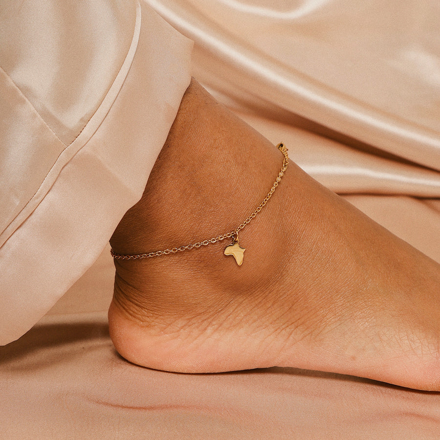 Africa (18ct gold-plated) Stainless steel Chain Anklet