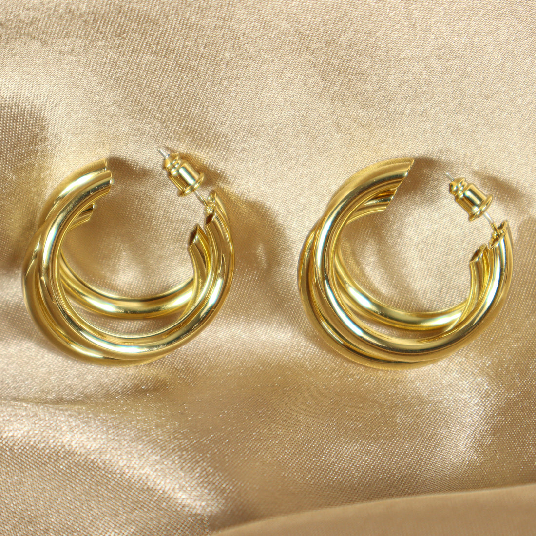 Idowu 18ct gold plated Copper hoop earrings