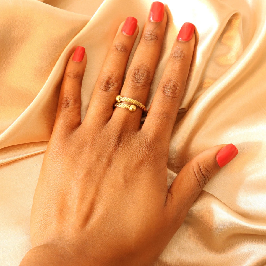 Olayinka 18CT gold plated stainless steel ring