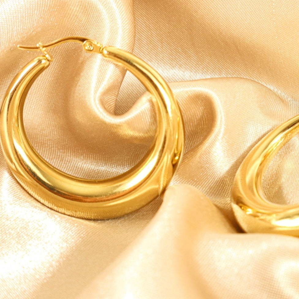 Ida 18ct gold plated on stainless steel Hoops