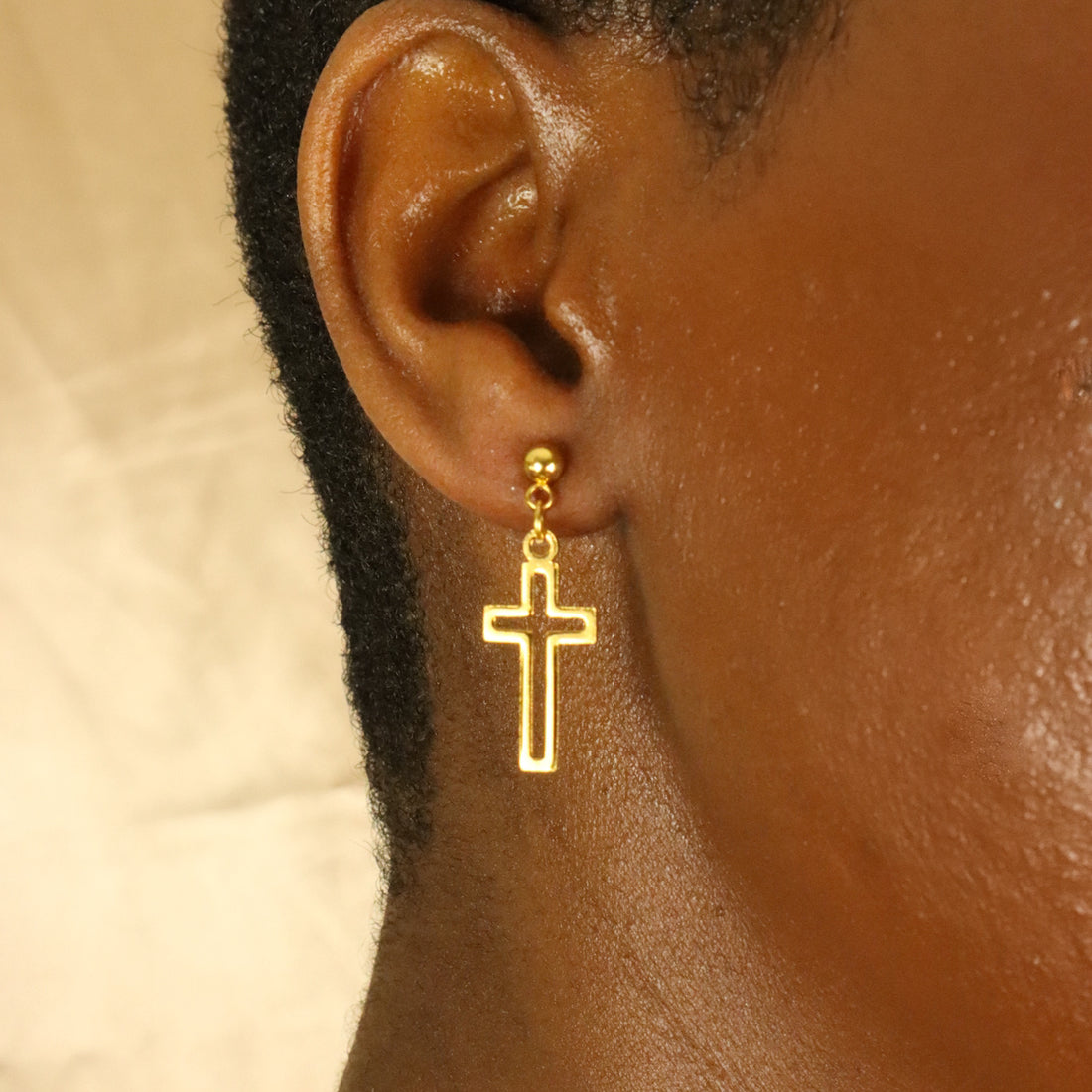 Jenifa 18ct Gold Plated Stainless Steel Crucifix Earrings