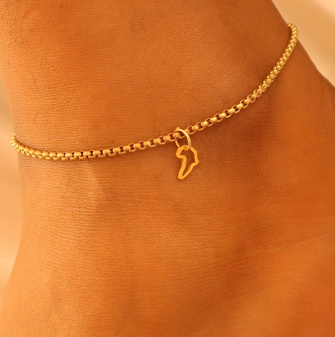 Fanta Africa Outline 18ct gold plated on stainless steel Anklet