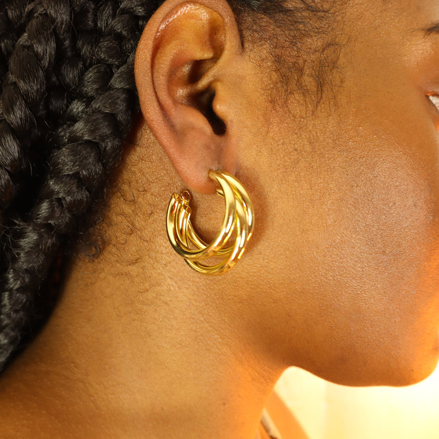 Idowu 18ct gold plated Copper hoop earrings