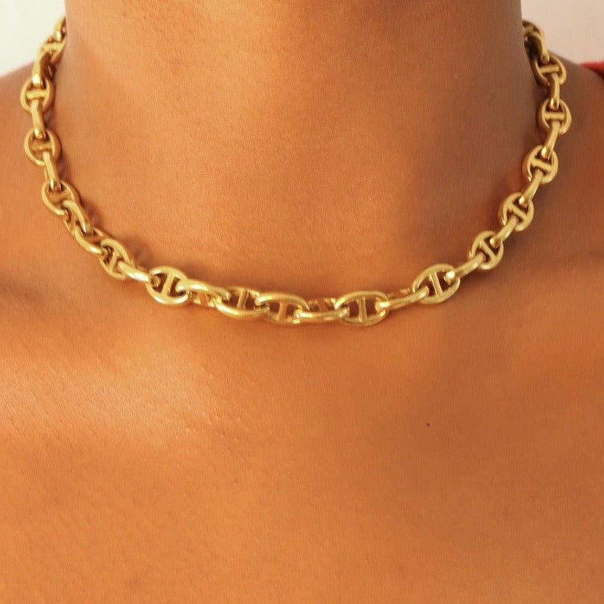 Oni 18ct Gold Plated Stainless Steel Anchor Choker Necklace