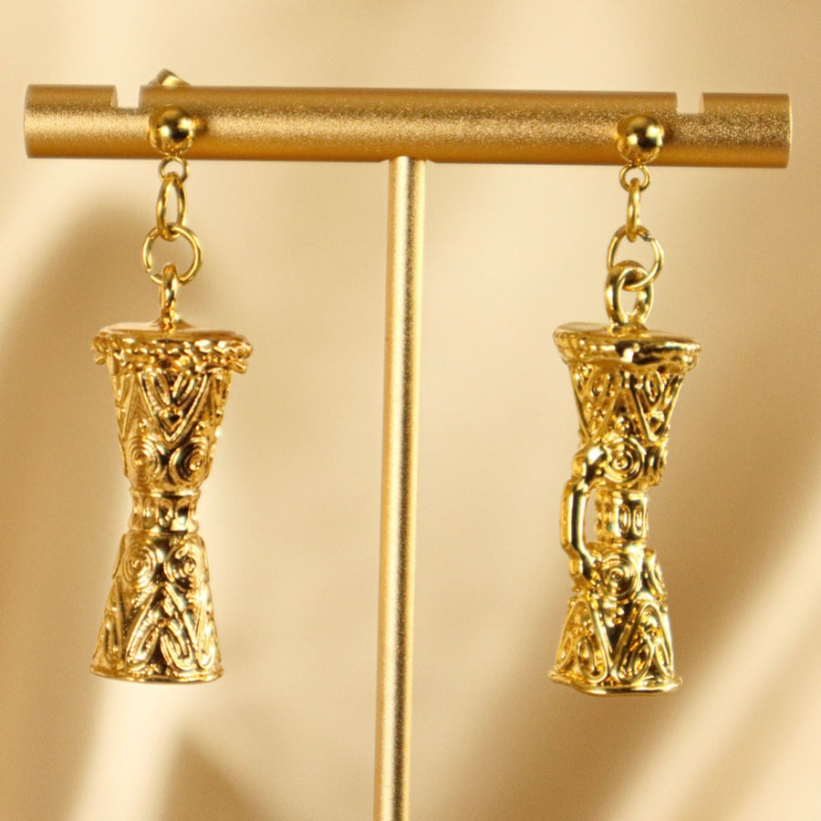 Olabisi 18ct Gold Plated Yoruba Drum Inspired Drop Earrings