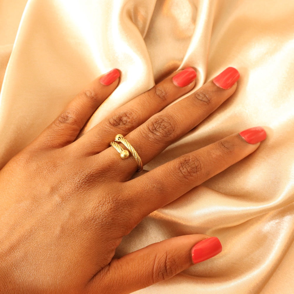 Olayinka 18CT gold plated stainless steel ring