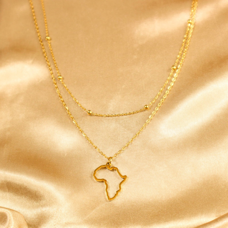 Challa 18ct Gold Plated Stainless Steel Double Layered Africa Necklace