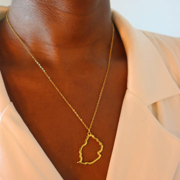 Mauritius Outline 18ct gold plated on stainless steel Necklace